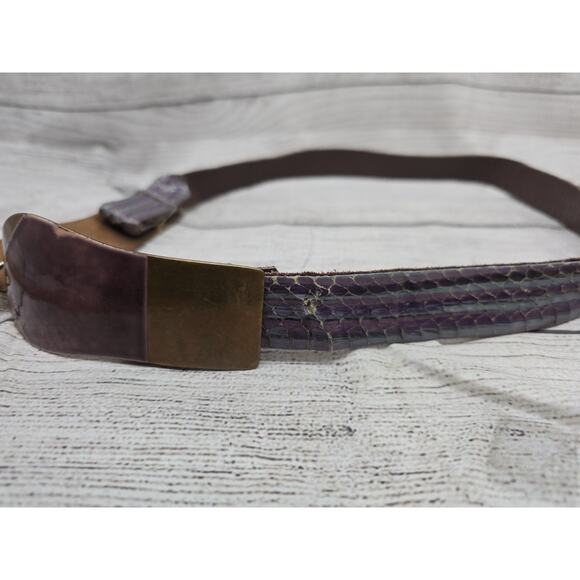Vtg Brutalist Bonnie Boynton Brass Belt Faux Snakeskin